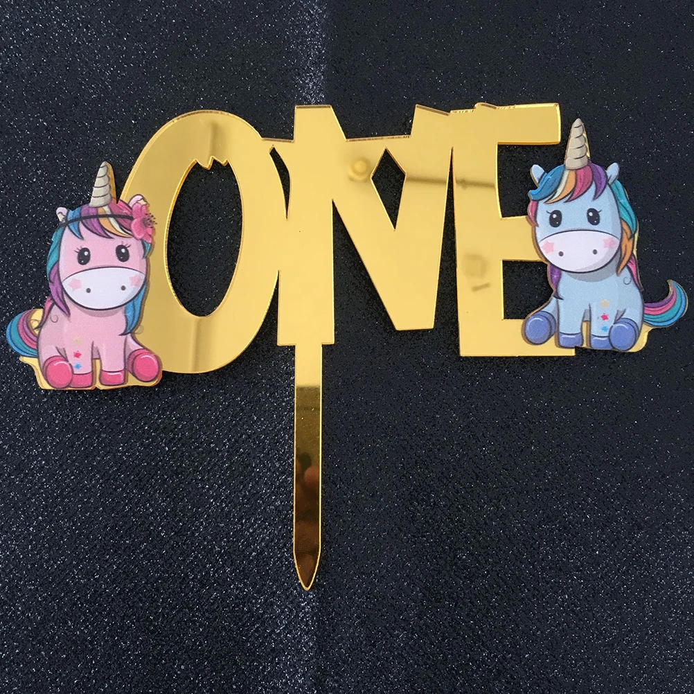 1 шт. одна буквы на торте милый Единорог акриловый Кекс Picks выбор еды фруктовый