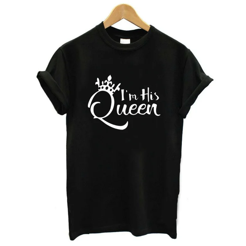 King queen Корона футболка с принтом Для женщин короткий рукав круглым вырезом