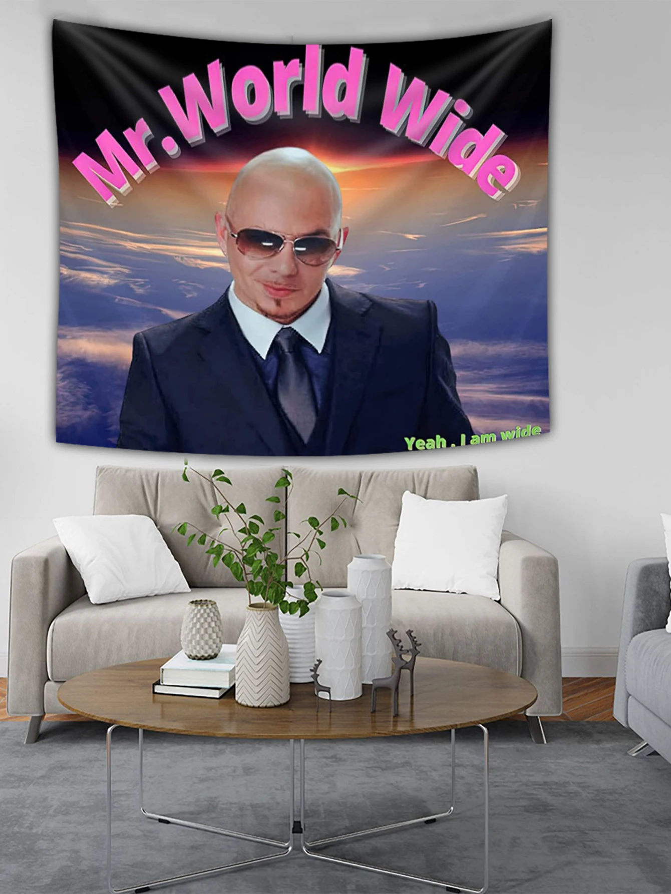 Funny Mr. Worldwide Says to Live Laugh Love Tapestry Wall Hanging for Living Room Bedroom Home Decor | Дом и сад