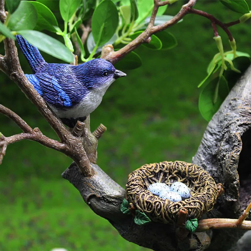 

Garden Statues Small Animal Model Ornaments Decoration for Lawn Yard Patio Decor Mini Cute Bird Figurines Resin Robin Birds