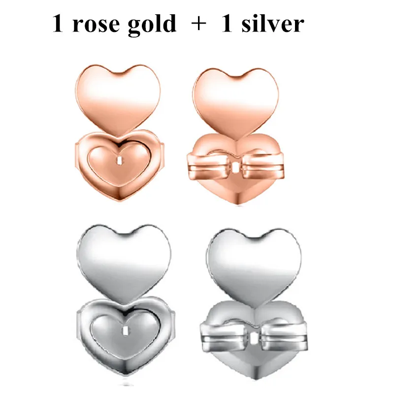1 rose gold 1 silver Seanuo Золотые/серебряные серьги-гвоздики с гайкой, гипоаллергенные, подходят для сережек, поддержка для женщин - Окраска металла: 1 rose gold 1 silver