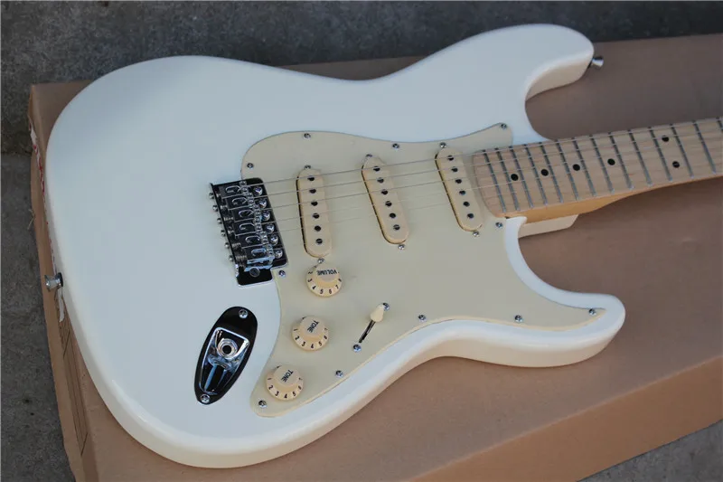 

Бесплатная доставка, гитарный завод под заказ, Новинка! Реальное фото ST 6-струнная белая электрогитара с 6 струнами