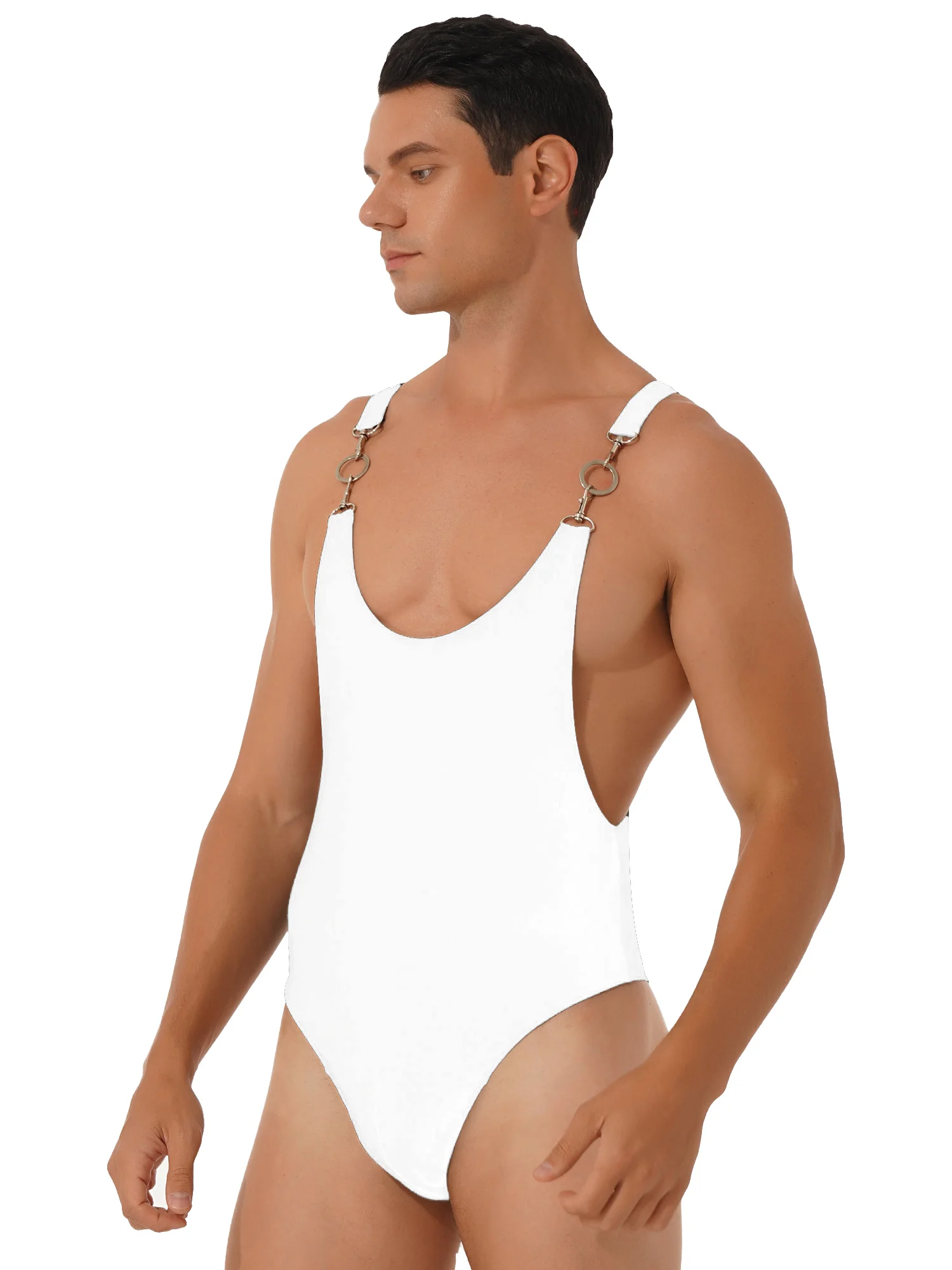 Мужской цельный костюм для борьбы боди с металлической пряжкой трико