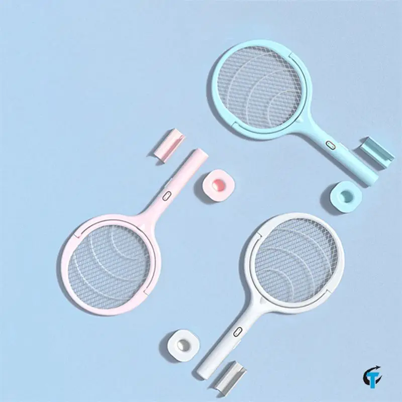 Zapeer-matamoscas el&eacute;ctrico 5 en 1 de 3000V, l&aacute;mpara LED recargable por USB, trampa para mosquitos, raqueta antiinsectos, para verano-2