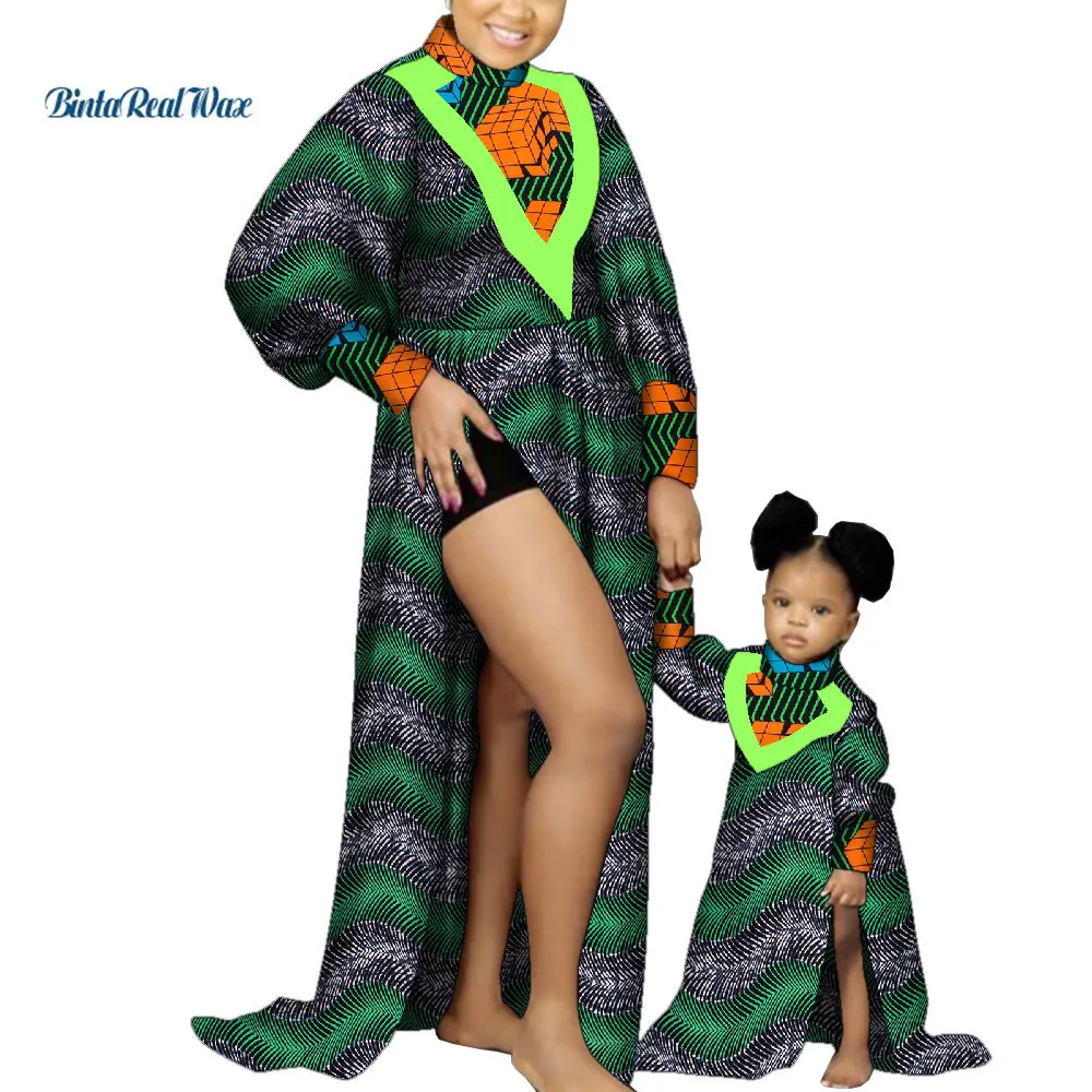 

African Women Dress Ankara Print Party Dresses for Women Mom and Daughter Dress Girl Clothes Dashiki African Clothing WYq809