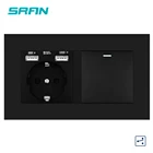 Евророзетка SRAN с клавишным переключателем, настенная розетка 220 В 16 А с usb 146 мм * 86 мм, белая панель из поликарбоната, выключатель света, 1 комплект, 2 канала