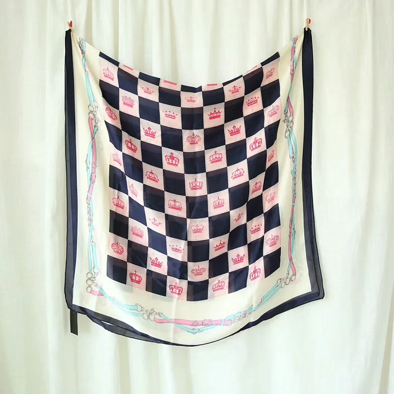 

180*90cm TOP Silk Plaid crown luxurious Scarves Women Foulard Square Hijab Scarf Ladies Shawl wrap muffler pareo female hijab