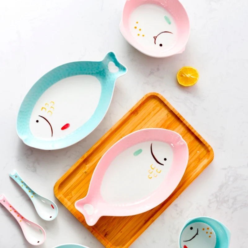 Детский набор тарелок для салата завтрака детский с мультяшным рисунком тарелки