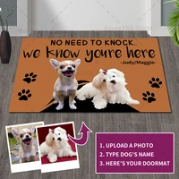 custom doormat best giftstext name personal pet dog cat photo no need to knock we know you are here door carpet mat kitchen rug