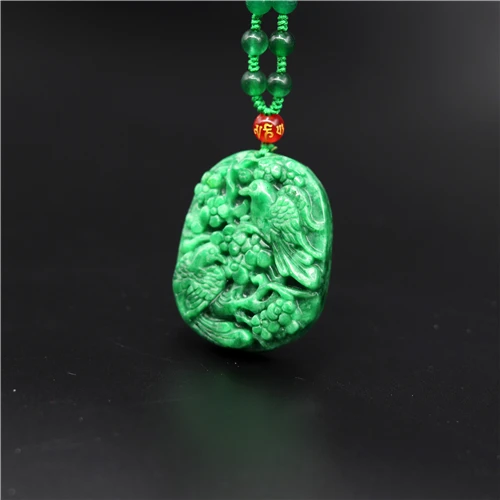 Натуральный Зеленый Изумрудный Нефритовый Цветок Птица кулон ожерелье