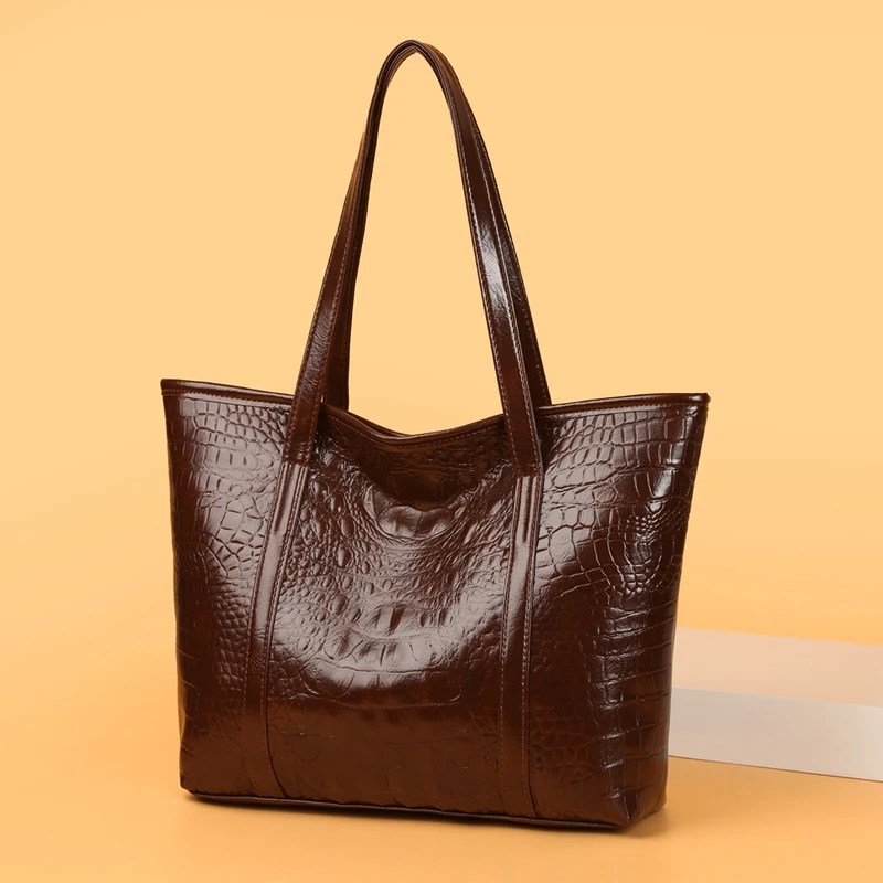Вместительная сумка через плечо женская из крокодиловой кожи дизайнерские