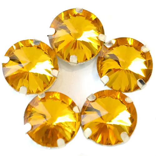 Topaz Круглый Rivoli много цветов пришить коготь стразы прозрачные стеклянные стразы круглые пришить стразы украшения для свадебного платья Y1770 - Цвет: Topaz