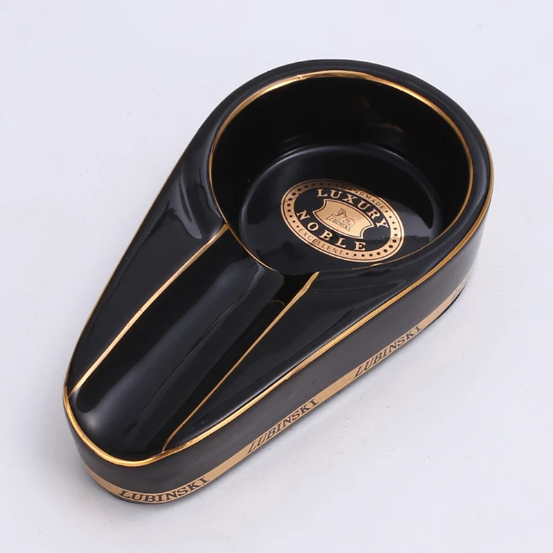 Керамическая пепельница для сигарет COHIBA круглая 4 цвета желтая подарочная