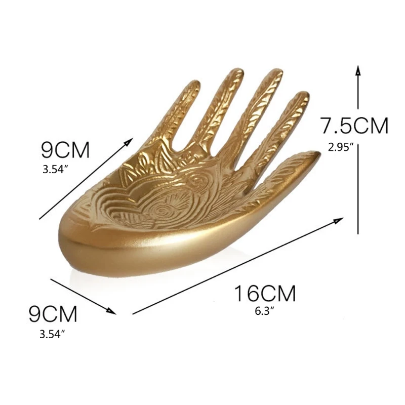 

Golden Hand Jewelry Dish Trinket Rings Bracelet Holder Jewelry Ring Trays KX4C