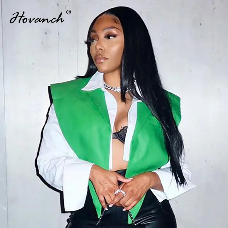 

Hovanch PU Leather Solid Color Cleavage Lapel Hollowed Out Fashion Backless Sleeveless Jacket Vest 2021 Winter Fashion Sexy Styl