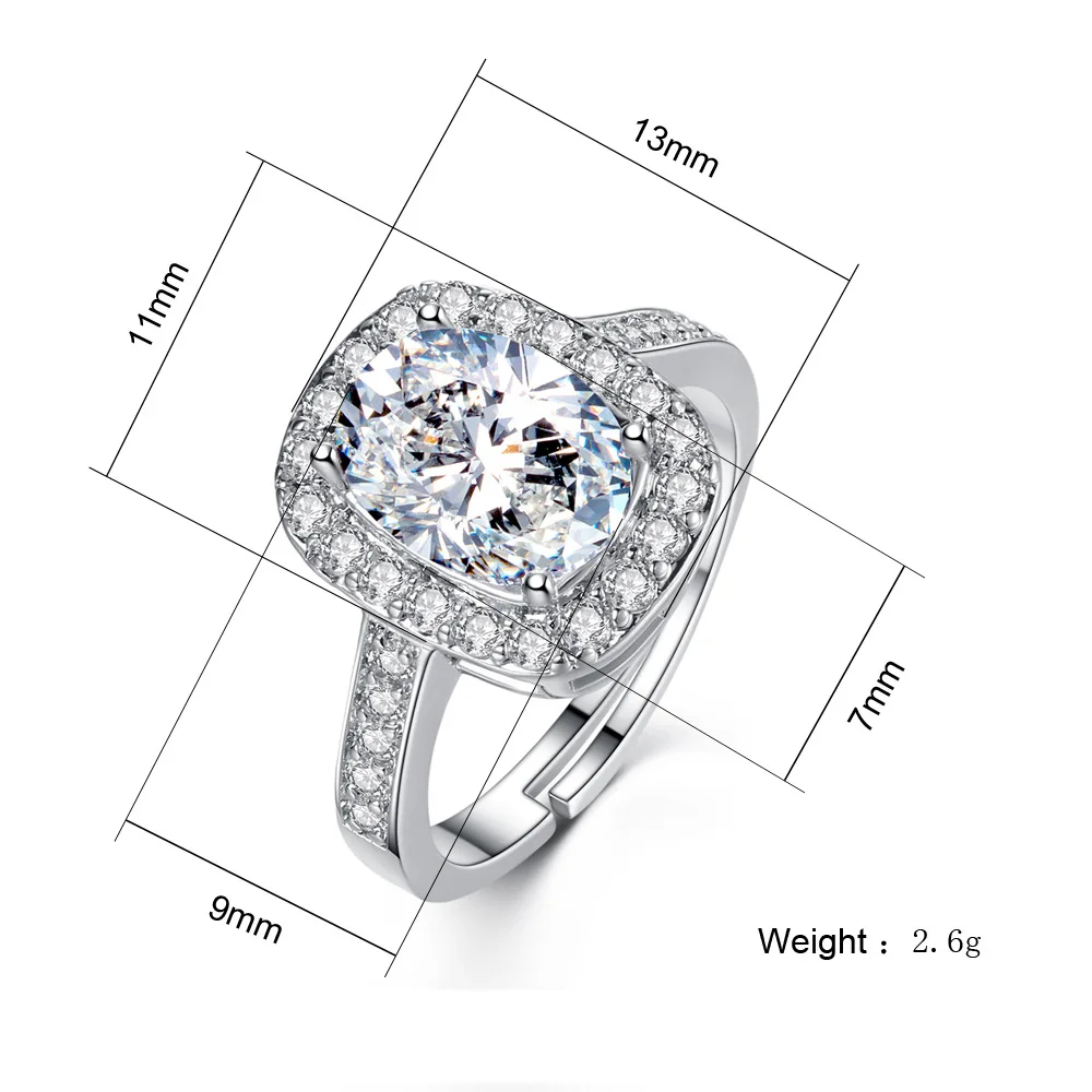 

Oval Zircon Ring Open Ring Exaggerated Personality Micro Set European And American Jewelry Women's Ring