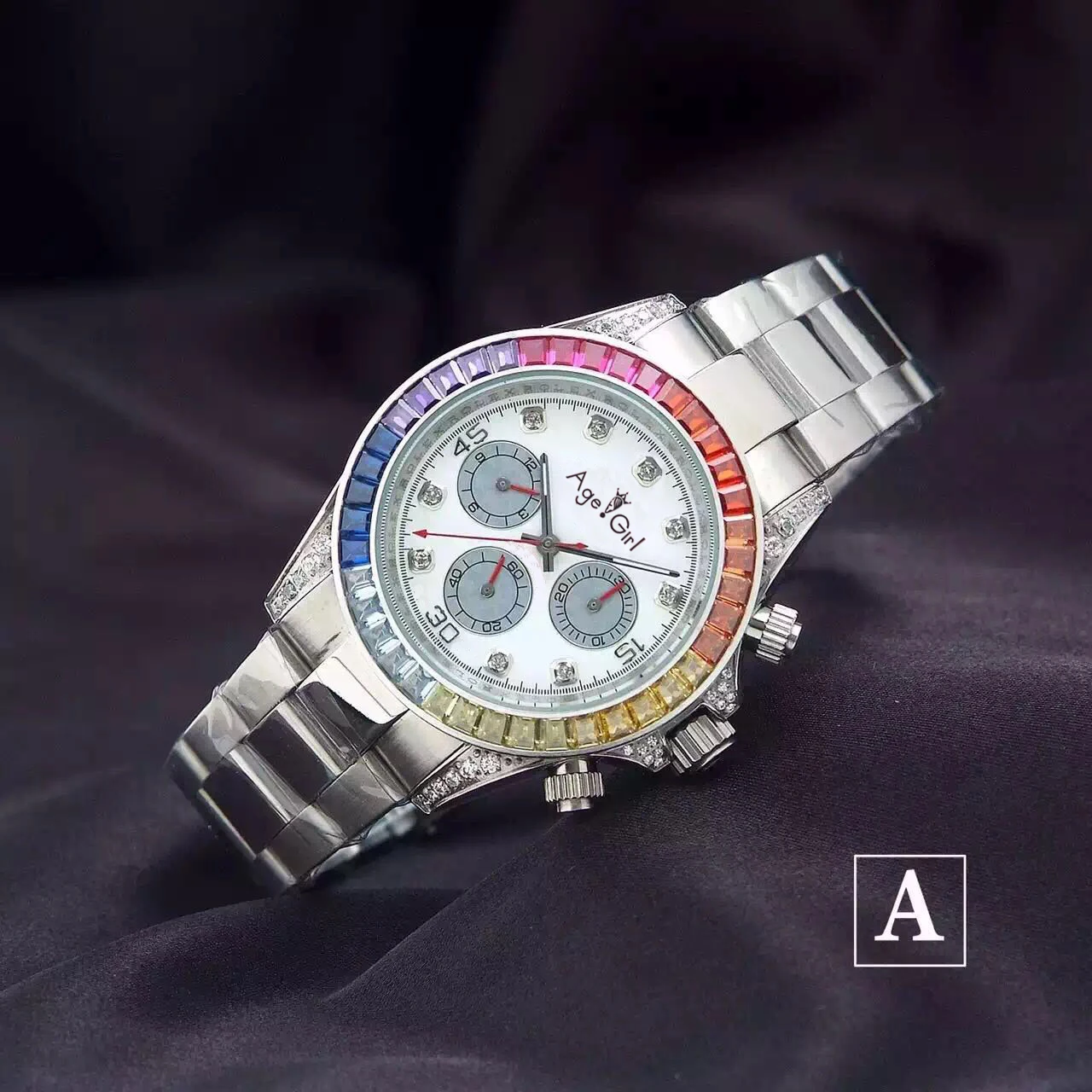 

LuxuryNew Men Automatic Mechanical Rainbow Diamond Stainless Steel Silver Rose Gold Black White Luxury Sport Watch AAA+