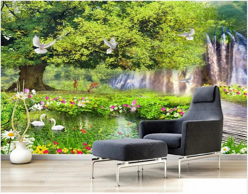 

Custom photo mural 3d wallpaper Forest beautiful green big tree home decor bedroom 3d wall murals wallpaper for walls in rolls