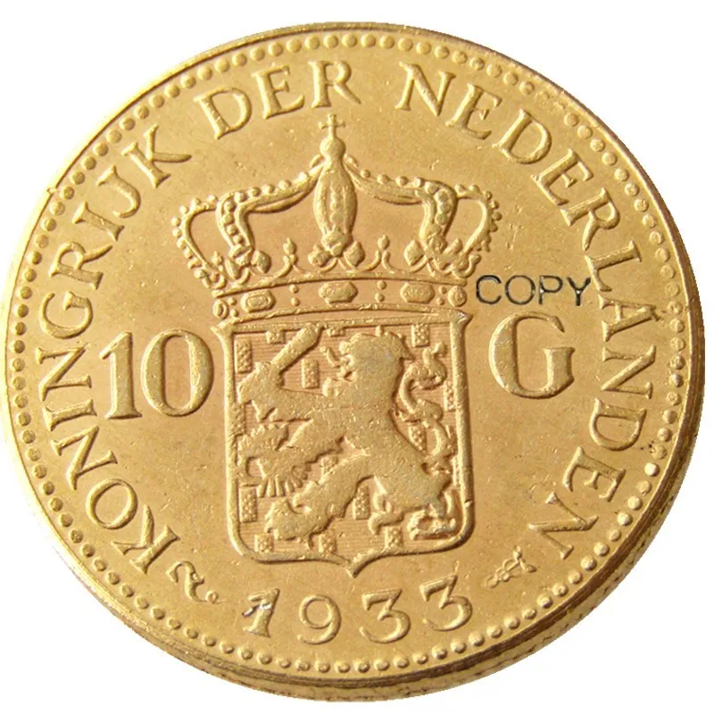 Нидерланды, Wilhelmina I, 10 Гульден, набор(1925-1933) 5 шт Позолоченные копии монет