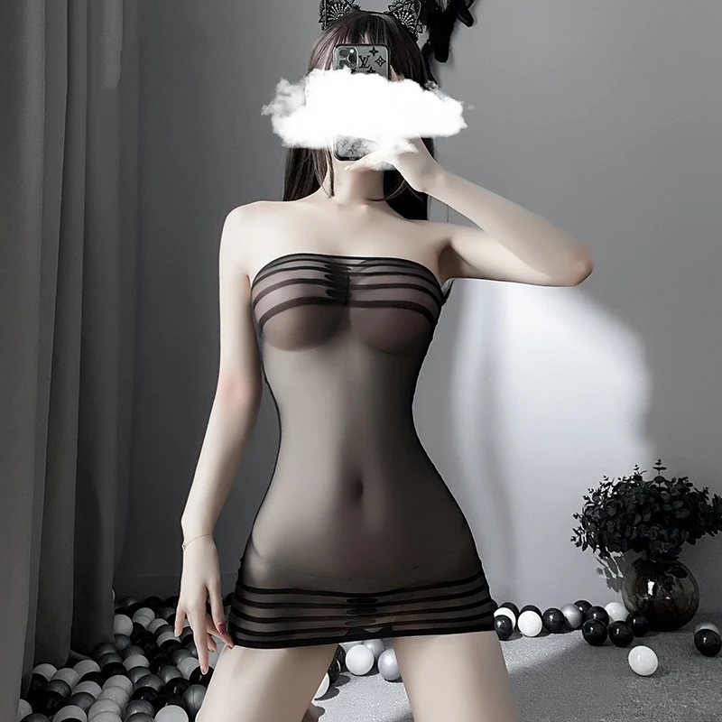 Эротическое нижнее белье сексуальный прозрачный топ в полоску обтягивающие