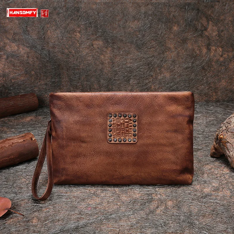 Новый ручной работы из кожи большая женская сумка клатч мобильный телефон на