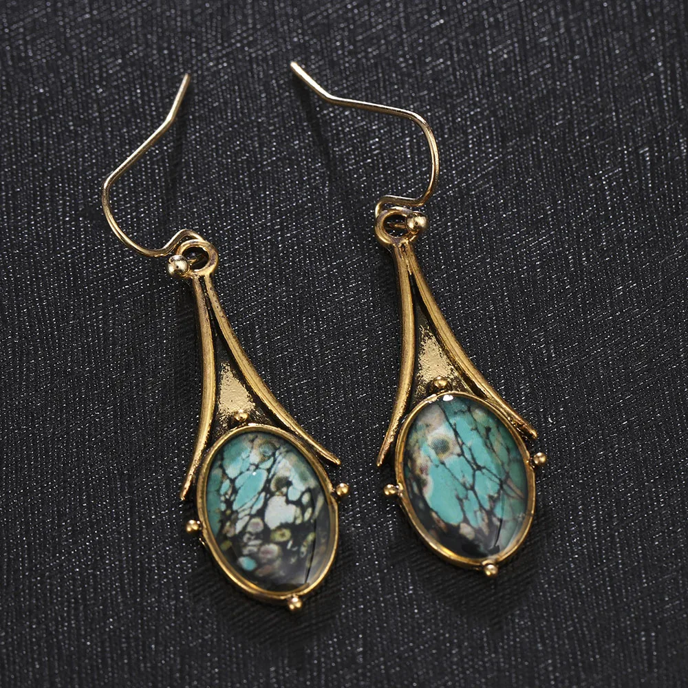 Vintage Indian Jewelry Silver Color Moonstone Pearl Ear Hook Dangle Drop Earrings - Perfect Gift image 2