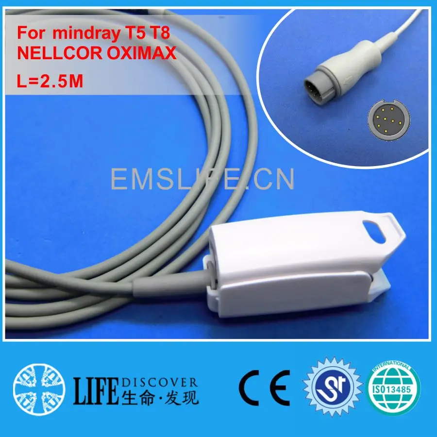 Длинный кабель AWT зажим для пальца взрослых датчик spo2 mindray T5 T8 NELLCOR OXIMAX монитор