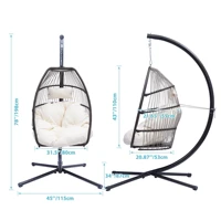 outdoor wicker folding hanging chair rattan swing hammock egg chair with c type bracket garden chair