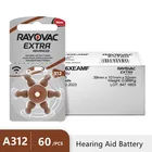 Новые 60 шт.10 карт, батарейки Rayovac Extra 1,45 в для слуховых аппаратов. Цинковая батарея Air 312A312PR41 для слуховых аппаратов CIC