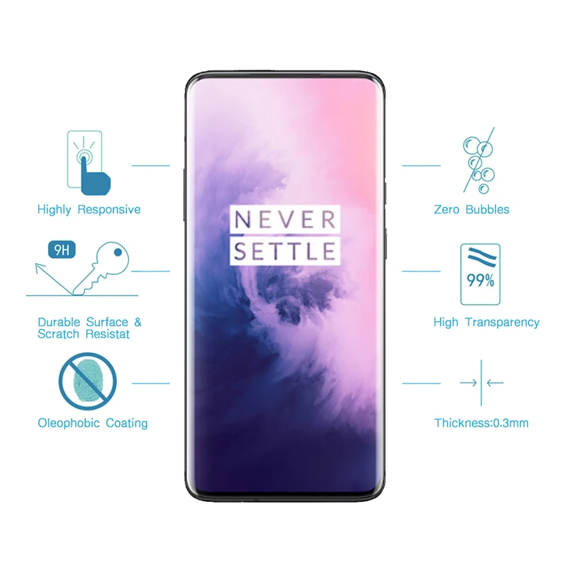 Закаленное стекло с полным покрытием для Oneplus 7T 2 шт. | Мобильные телефоны и