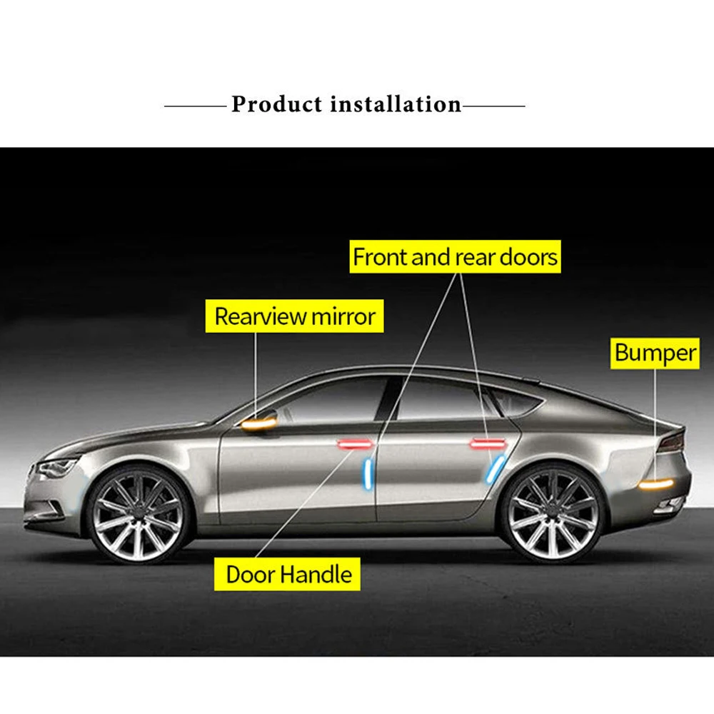 

6Pcs Set Safety Reflective Tape Leaf Warning Mark Car Bumper Sticker Accessories