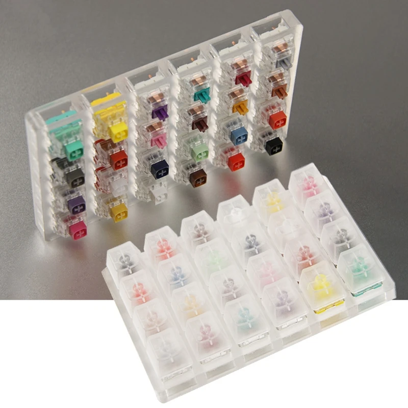 

24 Switches Tester with Dust-Proof Acrylic Base kailh Box Outemu for Mechanical Keyboard MX Switch Tester