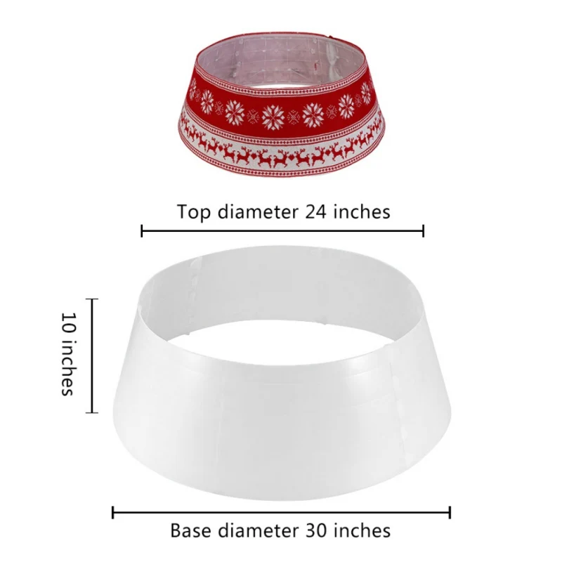 

Christmas Tree Skirt PVC Base Diameter 30-Inch Snowflake Elk Knitting Tree Collar Xmas Party Home Decorations