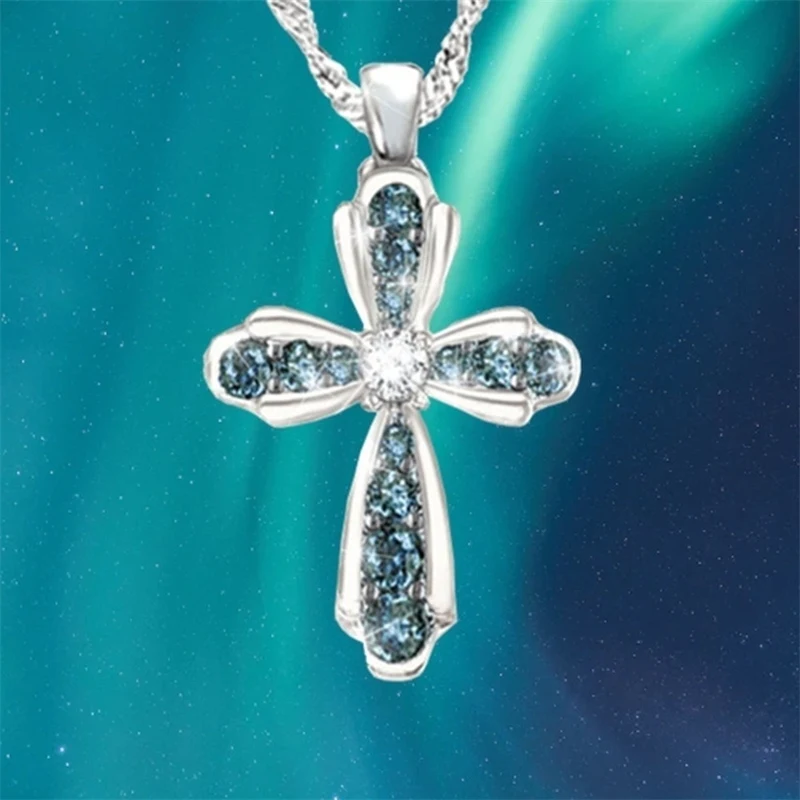 

The New Fashion creative diamond-studded cross pendant necklace for women trend personality charm temperament jewelry wholesale
