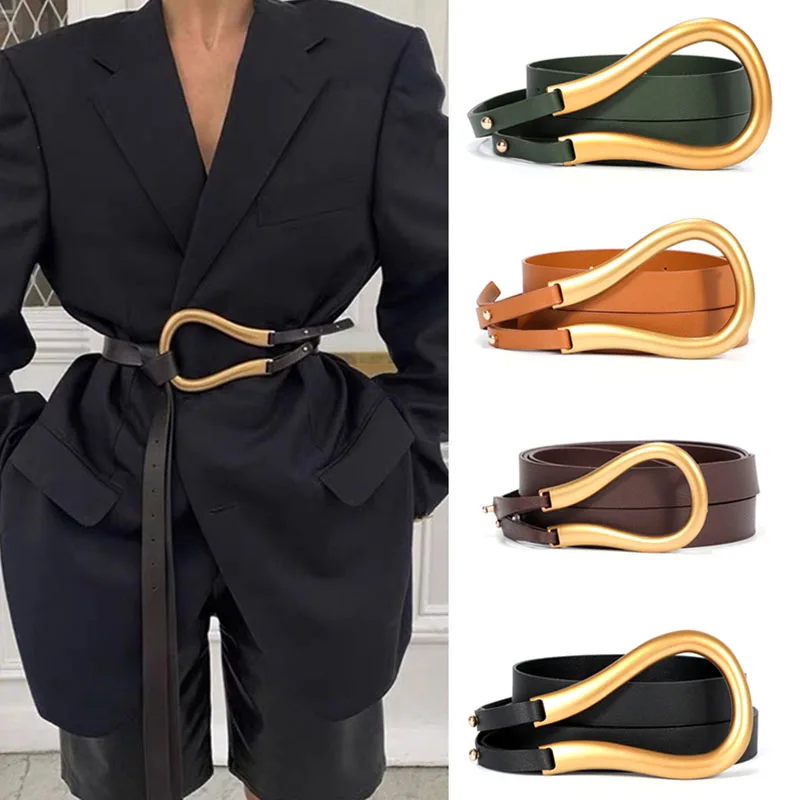Horseshoe Buckle Belts For Women Jeans Dress Decoration Ladies Ornament European Style Fashion Sash Alloy/PU Women Coat Belt