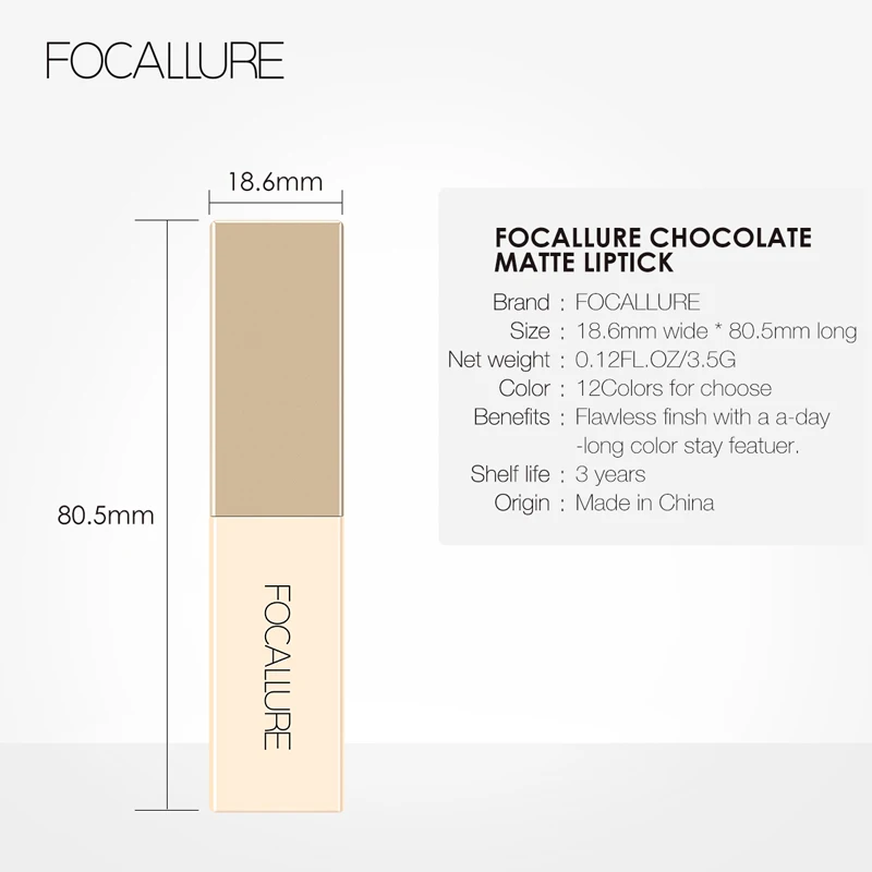 

FOCALLURE Newest Matte Lipstick Waterproof Nude Velvet Red Lip Makeup Long-lasting Batom Matt Lip Stick