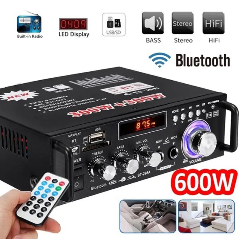 Усилитель для домашнего кинотеатра Bluetooth 4 0 Hi Fi стерео усилитель дома и