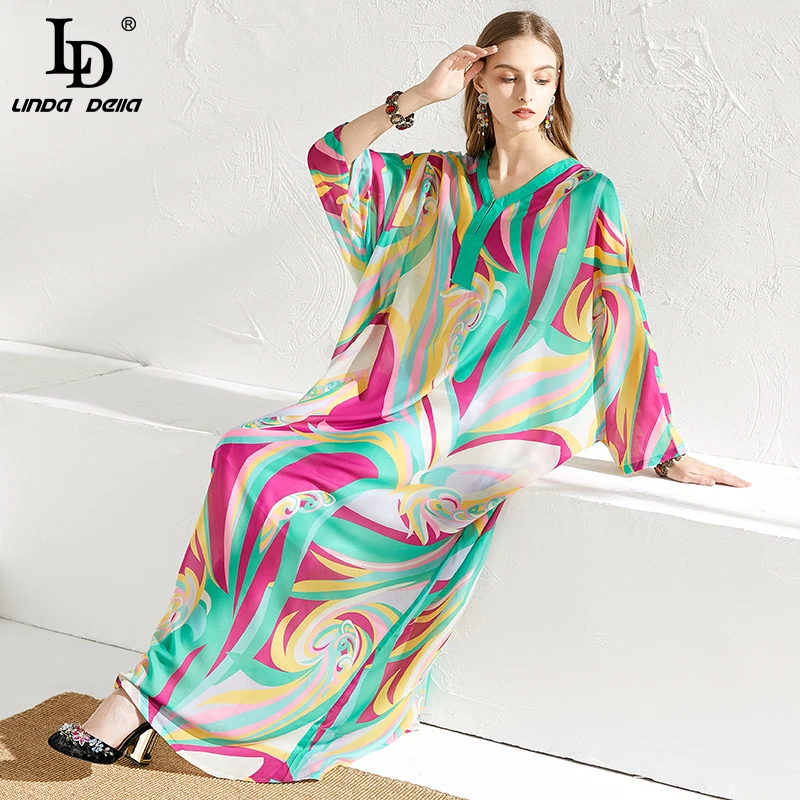 Женское свободное платье с геометрическим принтом LD LINDA DELLA 5XL размера плюс летнее