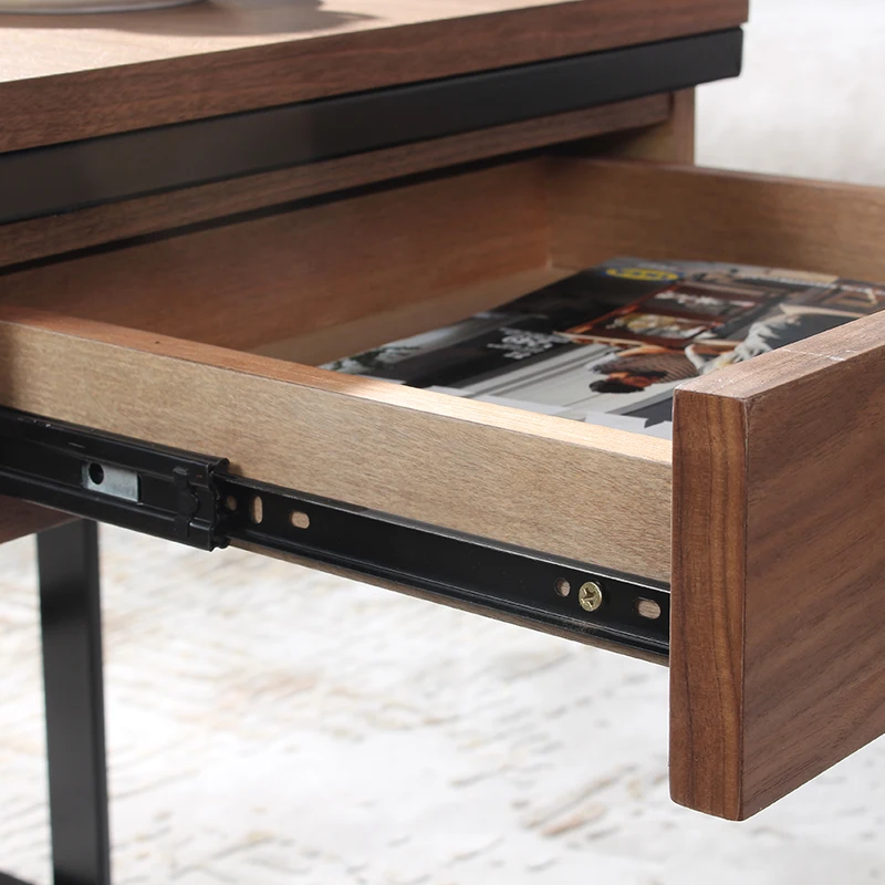 Lawton Walnut Solid Wood Side Table For Living Room With Drawer Woodern Tea End Square