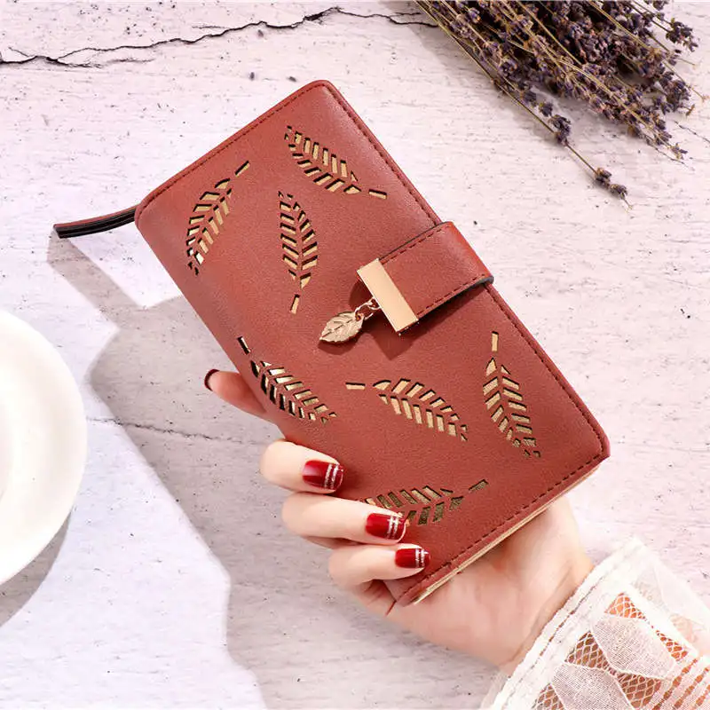 2021 женский кошелек с полыми листьями для кредитных карт женские кошельки монет