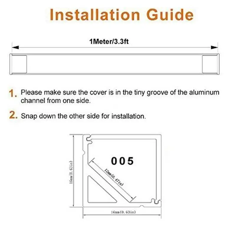 저렴한 20pcs 6.6ft/2m V01 LED 알루미늄 채널 3528 5050 LED 스트립 빛에 대 한 유백색 또는 지우기 커버와 블랙 알루미늄 압출 프로필