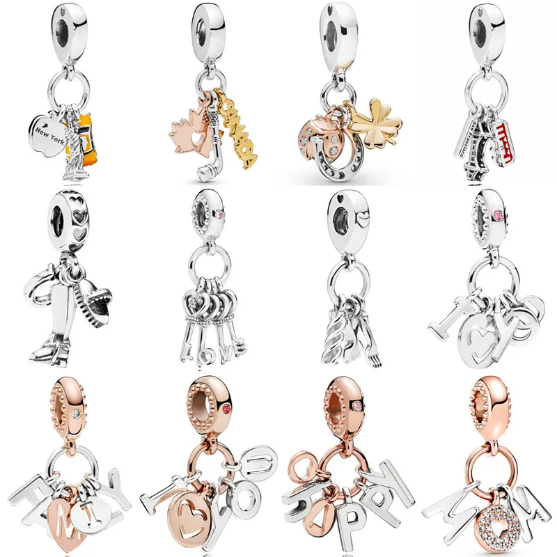 

Equestrian Horse Lovers San Francisco Highlights Heart Key Pendant Bead 925 Sterling Silver Charm Fit Fashion Bracelet Jewelry