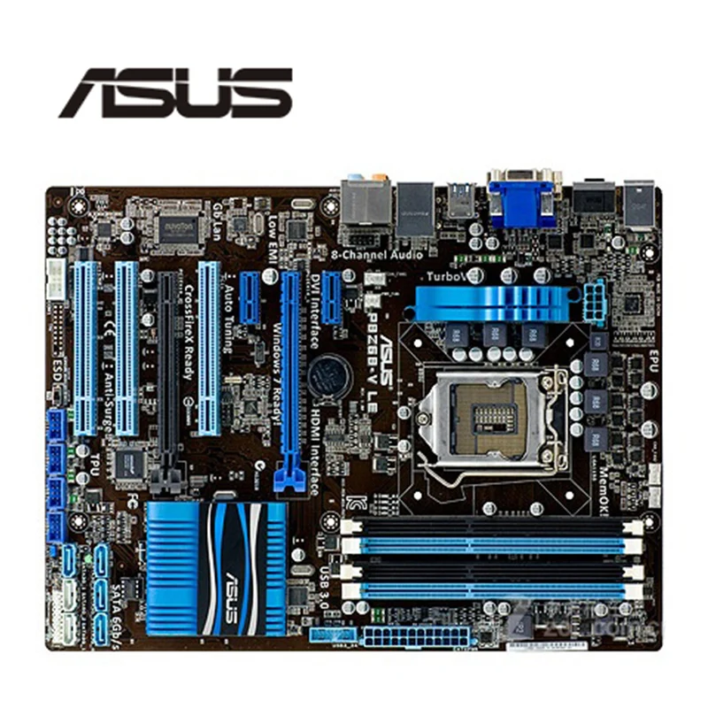 Разъем LGA 1155 USB3.0 SATA3.0 для ASUS P8Z68 V LE десктопная материнская плата Z68 i3 i5 i7 DDR3 б/у