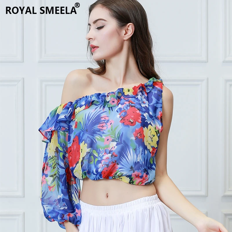 

Women Belly Dance Costume printed top+chiffon skirt 2 pcs set Oriental belly Dancing outfits belly dance top and skirt dress