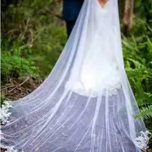 1 Layer Soft Tulle Wedding Capes Lace Applique Bridal Cape Veil 3M Shawl