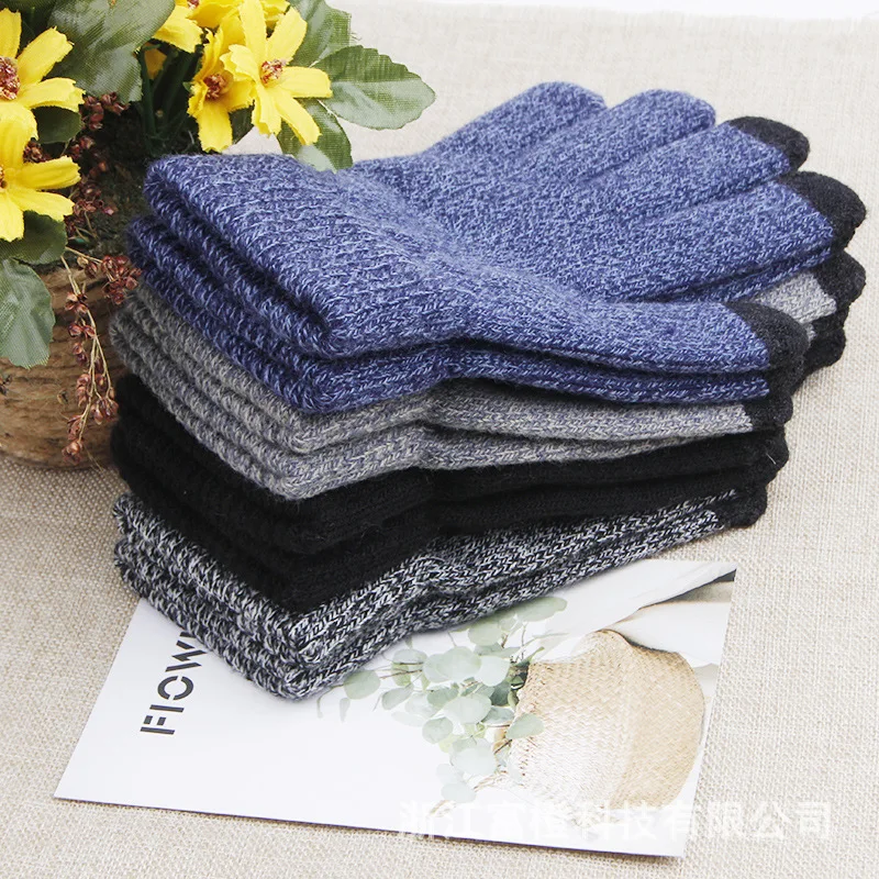 

Winter Gloves Men Winter Keep Warm Touch Screen Full Finger Comfortable Mens High Quality Mittens Thicker Knitting All Match