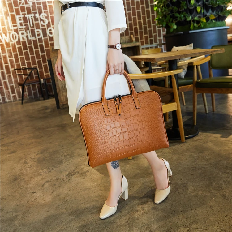New Girls Shoulder Office Laptop Bags For Women Leather Business Briefcase Woman Laptop Handbag 13" 14" 15 Inch For Macbook Air
