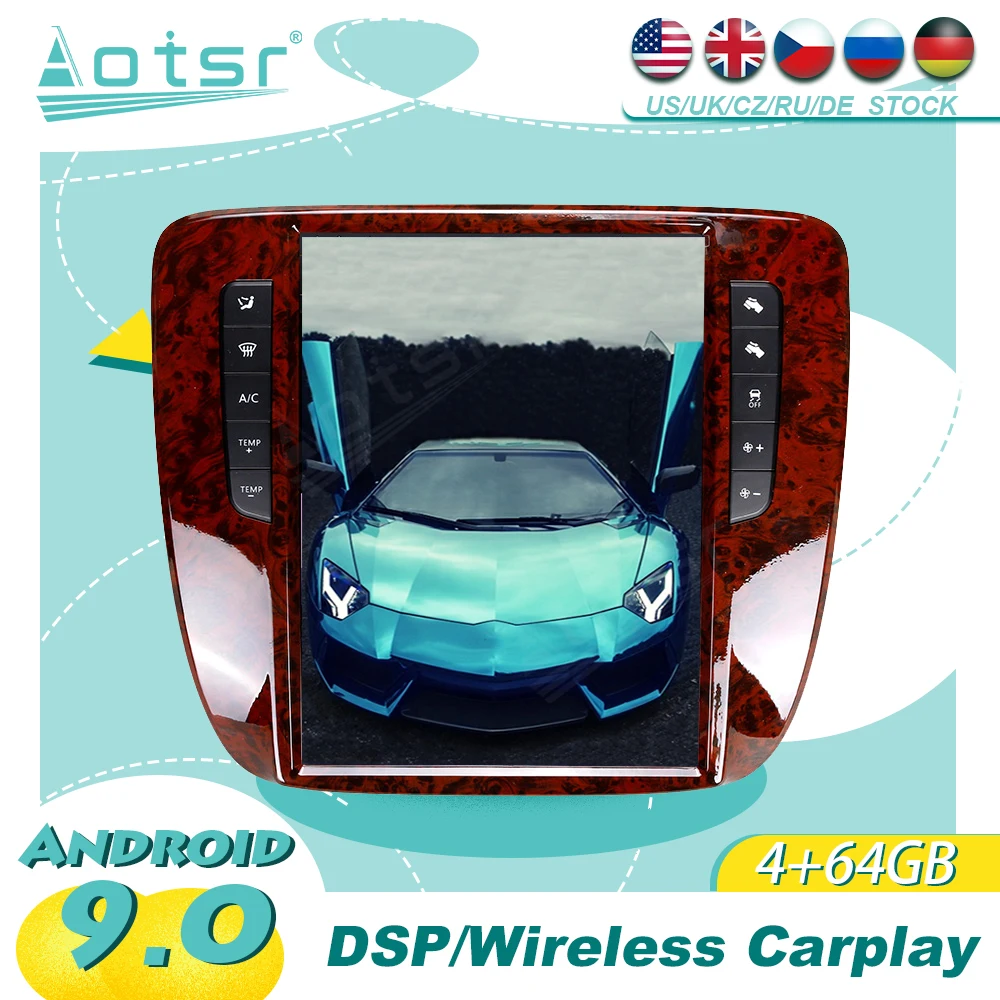 Для GMC Yukon/ Chevrolet Tahoe/Chevrolet Silverado 2007 + Android 9 0 Tesla Carplay Автомобильная GPS навигация