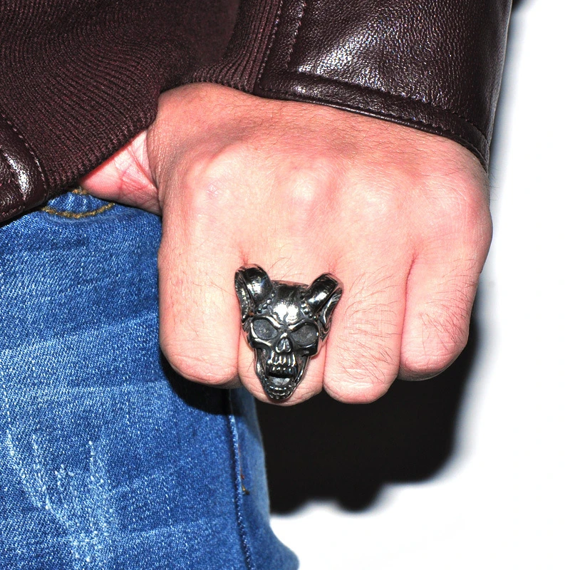 

Punk Style Evile Skeleton Skull Biker Rings For Women Top Quality 316L Stainless Steel Jewelry Anillos Mujer Drop Shippings