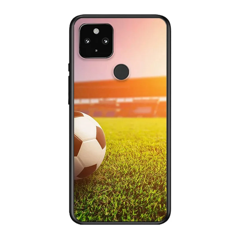 

Football Water Fire Sport Soft TPU Silicone Black Cover For Google Pixel 5 4A 5G 4 XL Phone Case